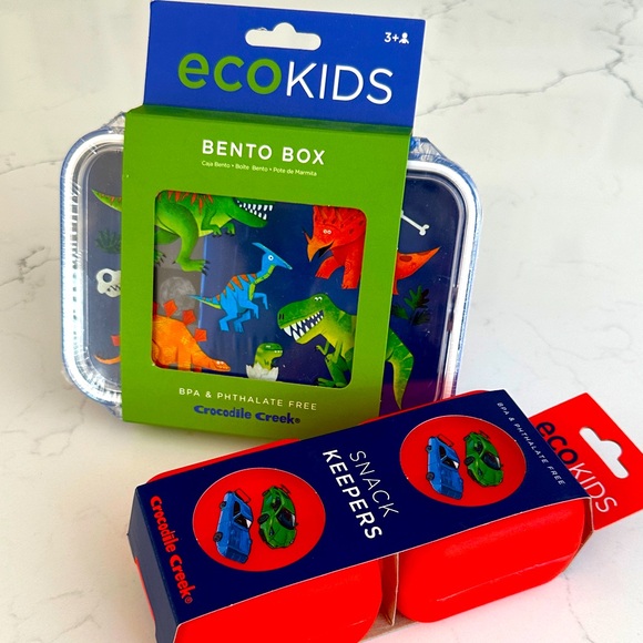 NWT Crocodile 🐊 Creek EcoKids Dinosaur Bento Box and Snack Keepers Bundle - Picture 1 of 5